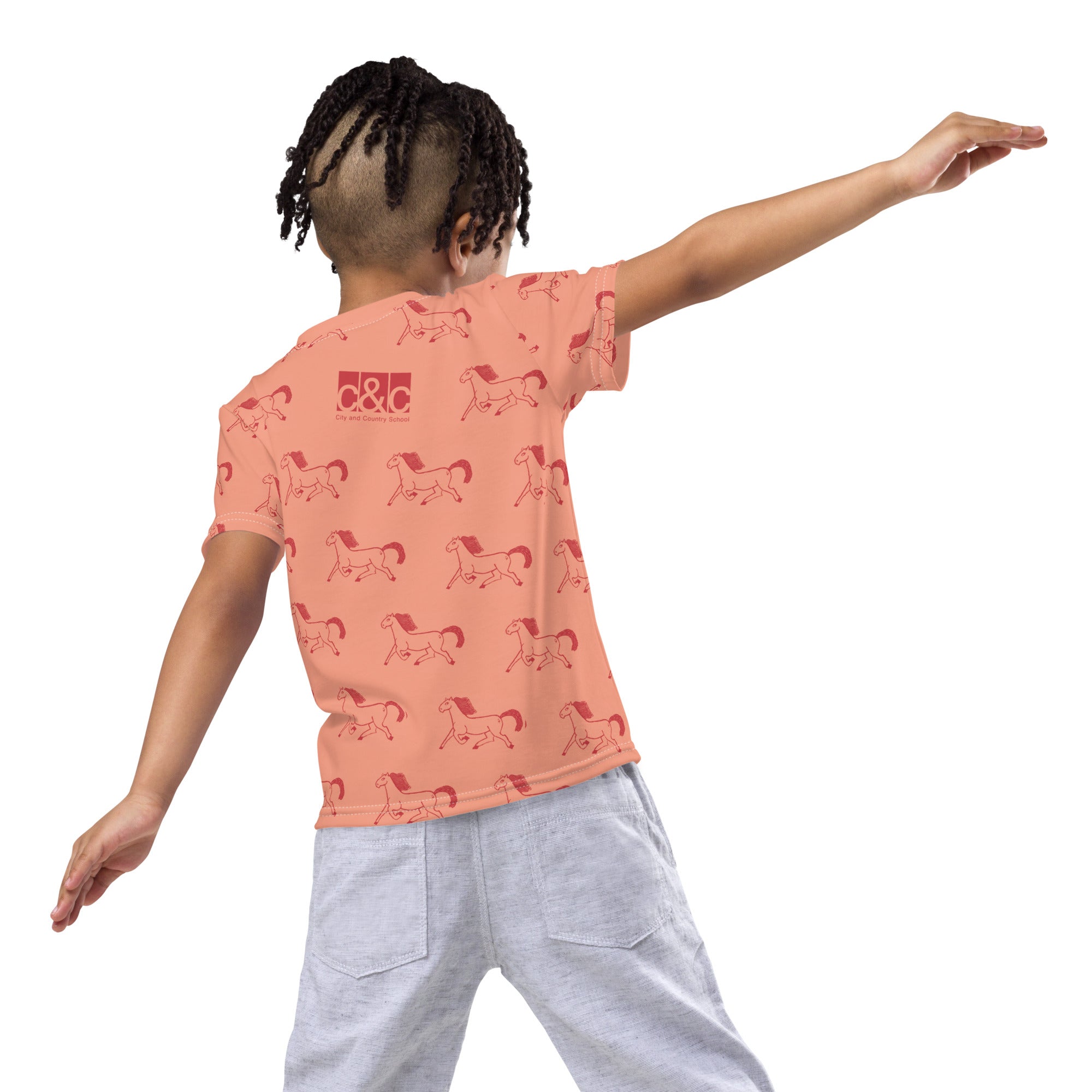 Kids Horse Print Crew Neck Tee
