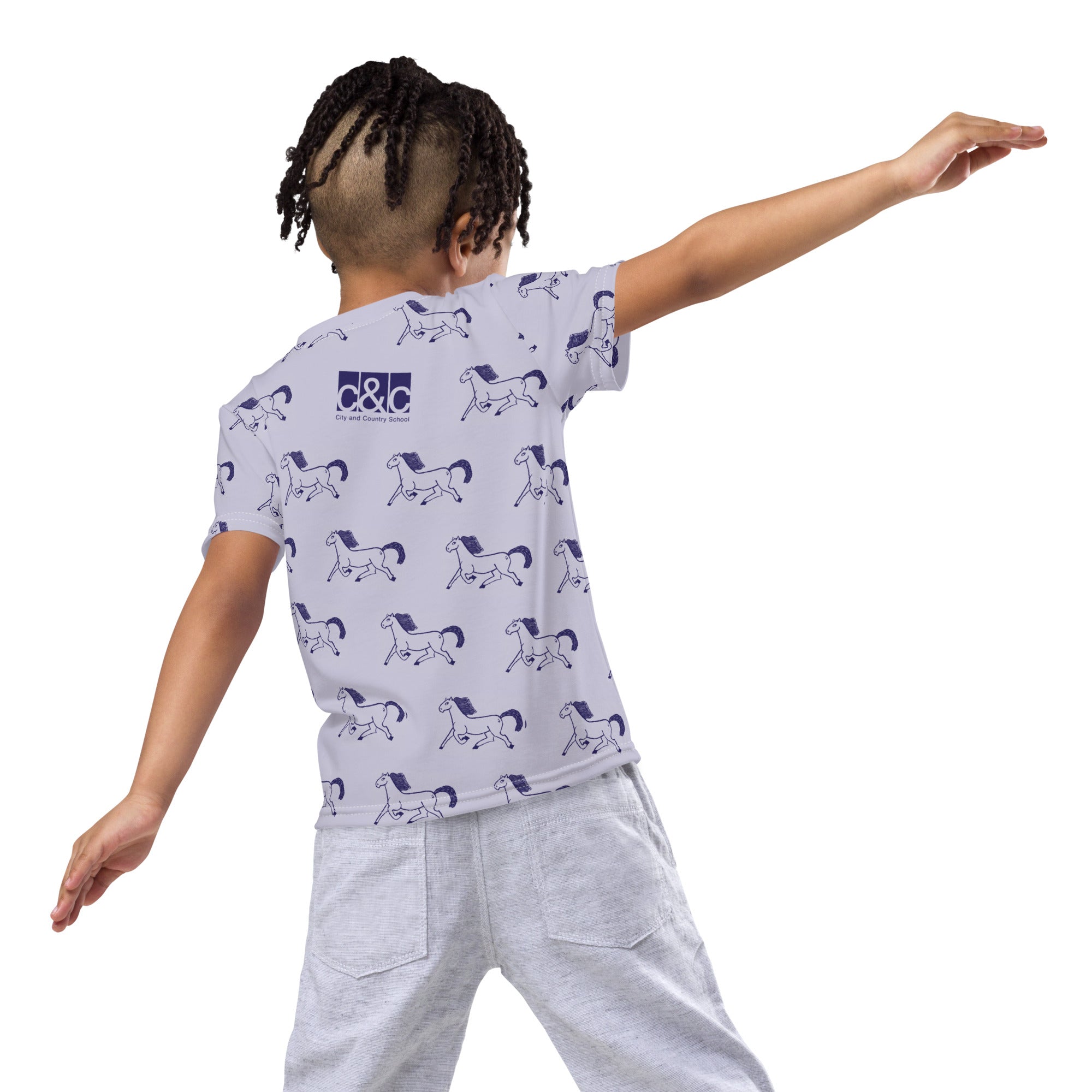 Kids Horse Print Crew Neck Tee