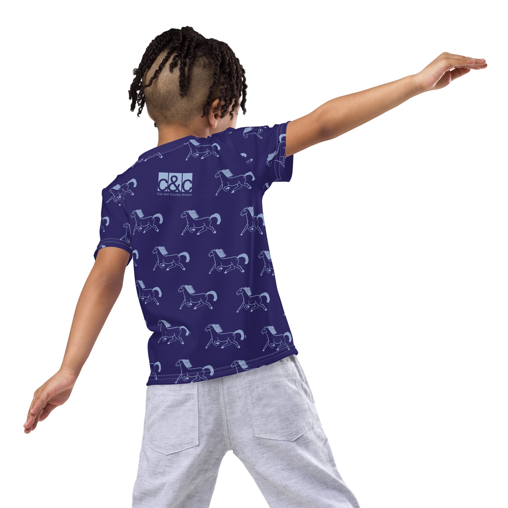 Kids Horse Print Crew Neck Tee